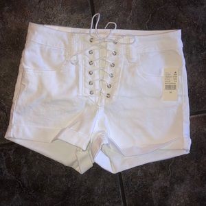 Pacsun lace up white shorts